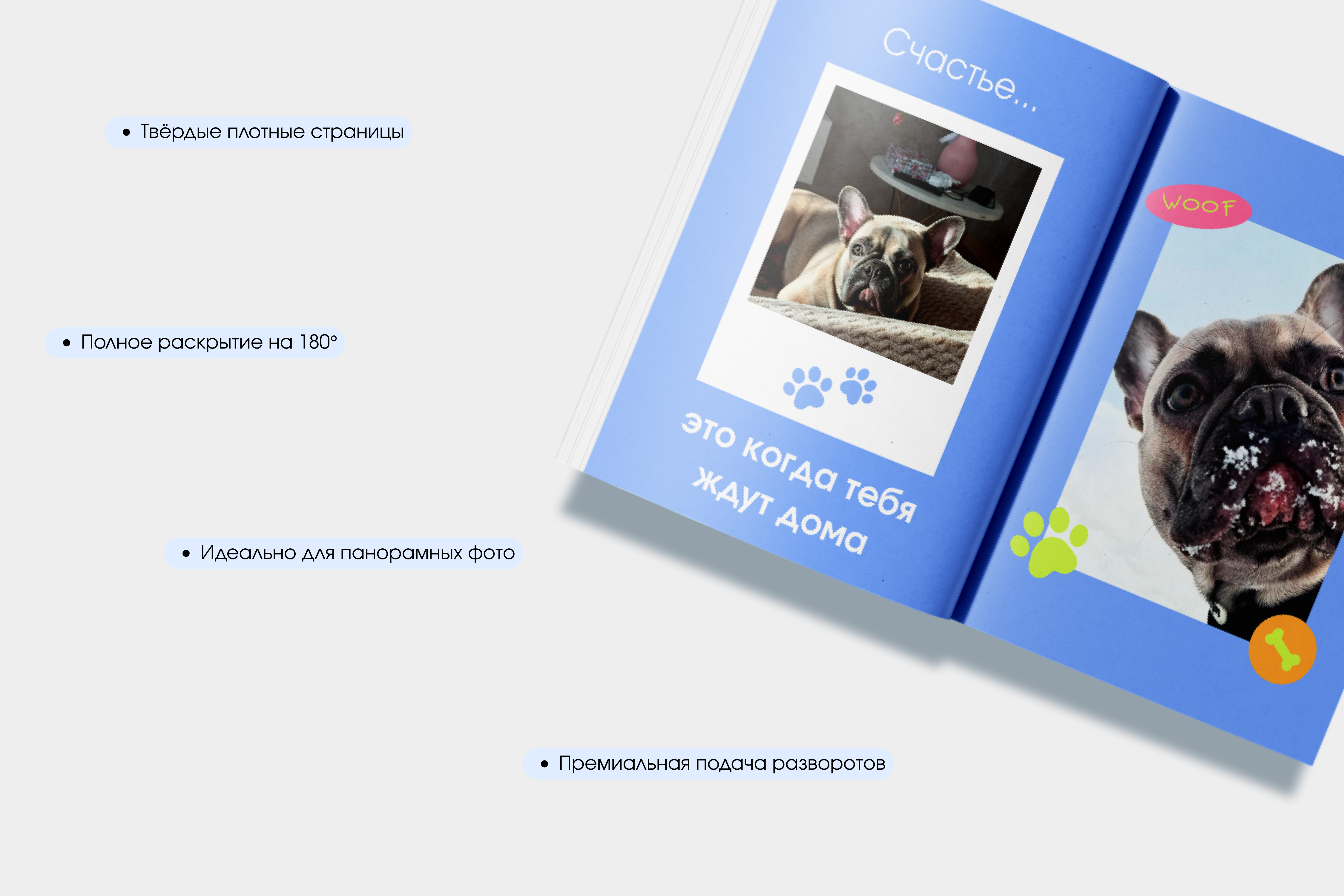 Петбук синий с журнальными страницами / Petbook фотокнига о питомце